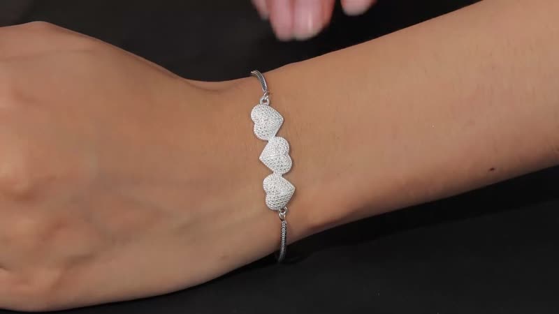 Diamond Accent Bolo Bracelet in Stainless Steel and Sterling Silver