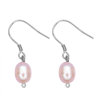 Freshwater Purple Cultured Pearl Stretch Bracelet and Earrings in Sterling Silver
