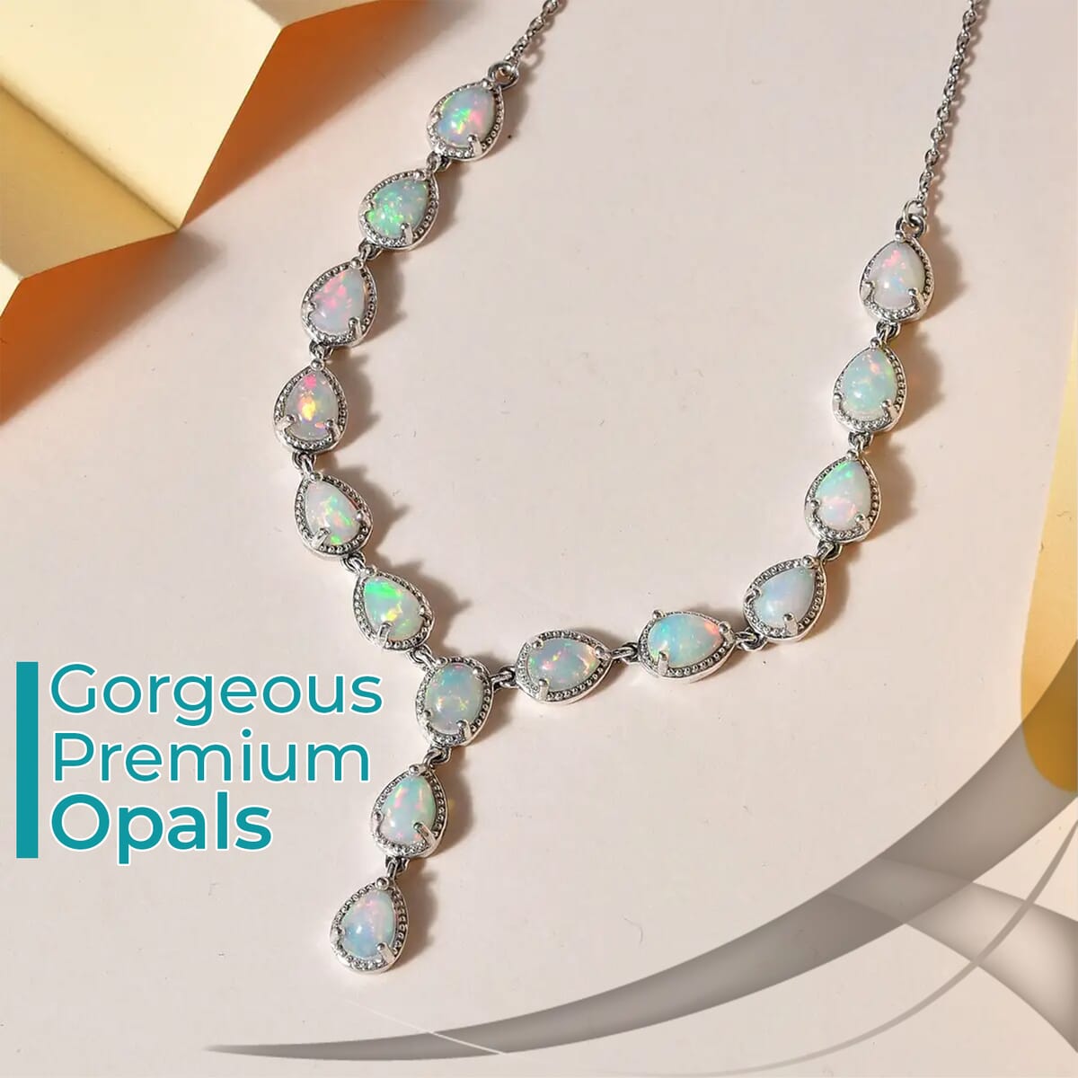 Premium Ethiopian Welo Opal Necklace 18 Inches in Platinum Over Sterling Silver 6.70 ctw, Opal Necklace,Y shape necklace image number 1