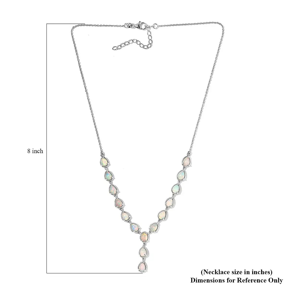 D'Joy Premium Ethiopian Welo Opal Necklace 18 Inches in Platinum Over Sterling Silver 6.70 ctw, Opal Necklace,Y shape necklace