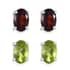 Set of 2 Mozambique Garnet and Peridot Stud Earrings in Sterling Silver 2.00 ctw image number 0
