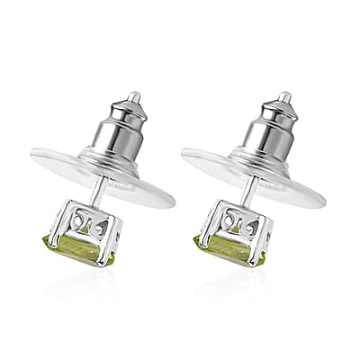 Set of 2 Mozambique Garnet and Peridot 2.00 ctw Stud Earrings in Sterling Silver