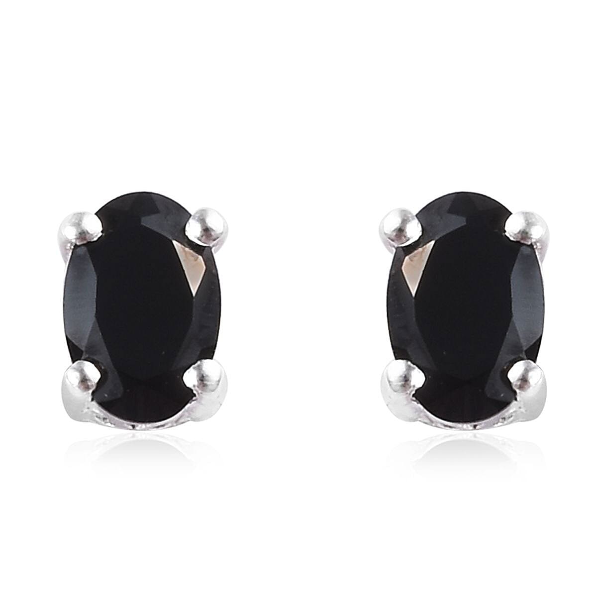 Set of 2 Sky Blue Topaz and Thai Black Spinel Stud Earrings in Sterling Silver 2.10 ctw image number 3