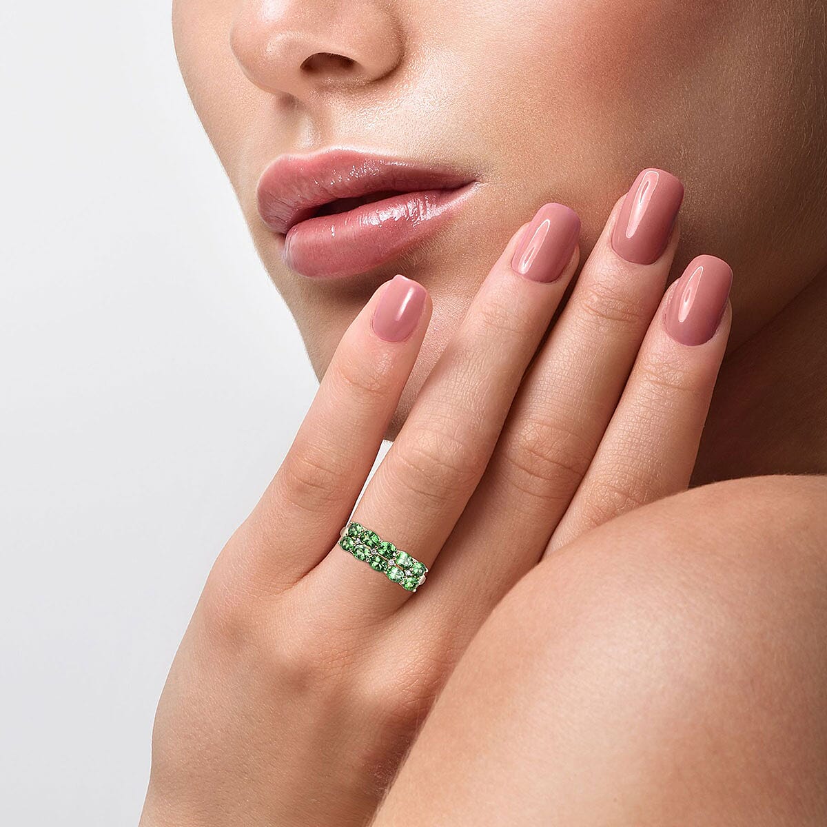 Premium Tsavorite Garnet, Diamond Accent Ring in 10K Yellow Gold (Size 8.0) (Avg. 2.58 g) 1.75 ctw image number 2