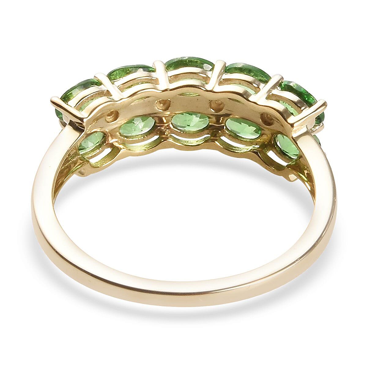 Premium Tsavorite Garnet, Diamond Accent Ring in 10K Yellow Gold (Size 8.0) (Avg. 2.58 g) 1.75 ctw image number 4