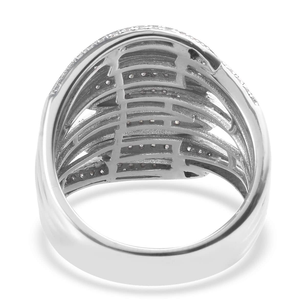 Diamond Knuckle Ring in Platinum Over Sterling Silver (Size 5.0) 11 Grams 1.00 ctw image number 4