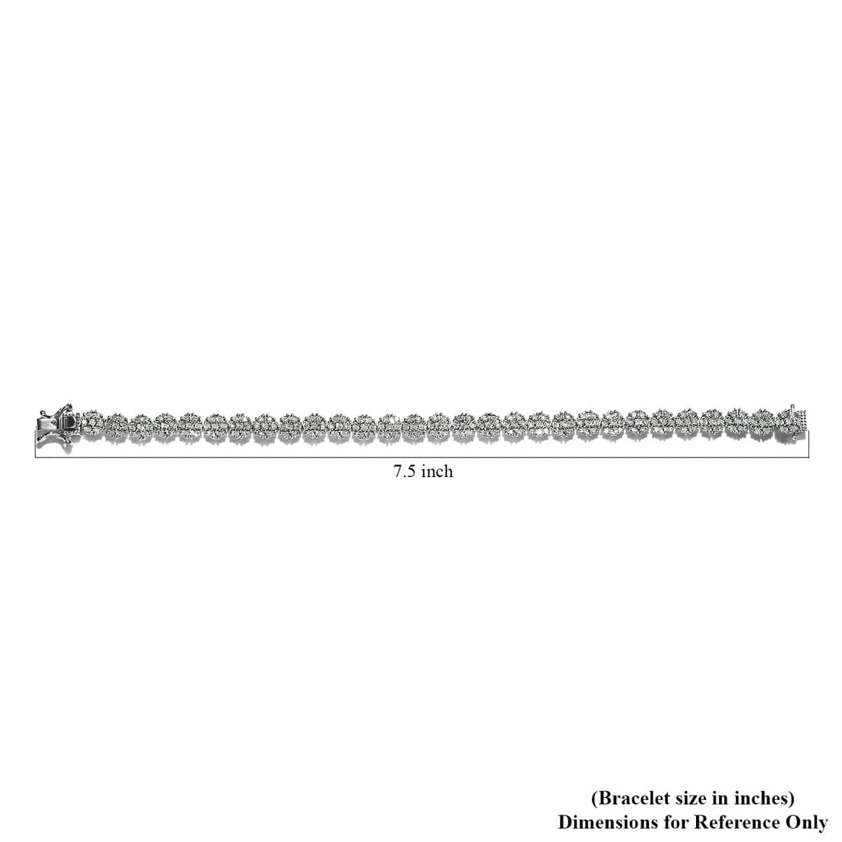 Diamond Bracelet in Platinum Over Sterling Silver| Silver Cluster Bracelet| Wedding Gifts (7.25 In) 1.00 ctw image number 6