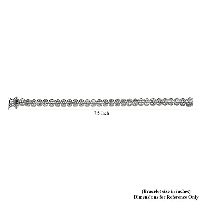 Diamond Bracelet in Platinum Over Sterling Silver, Silver Cluster Bracelet, Wedding Gifts For Her (7.25 In) 1.00 ctw