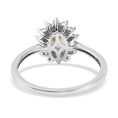 Luxoro 14K White Gold AAA Narsipatnam Alexandrite and G-H I3 Diamond Sunburst Ring (Size 7.0) 1.05 ctw