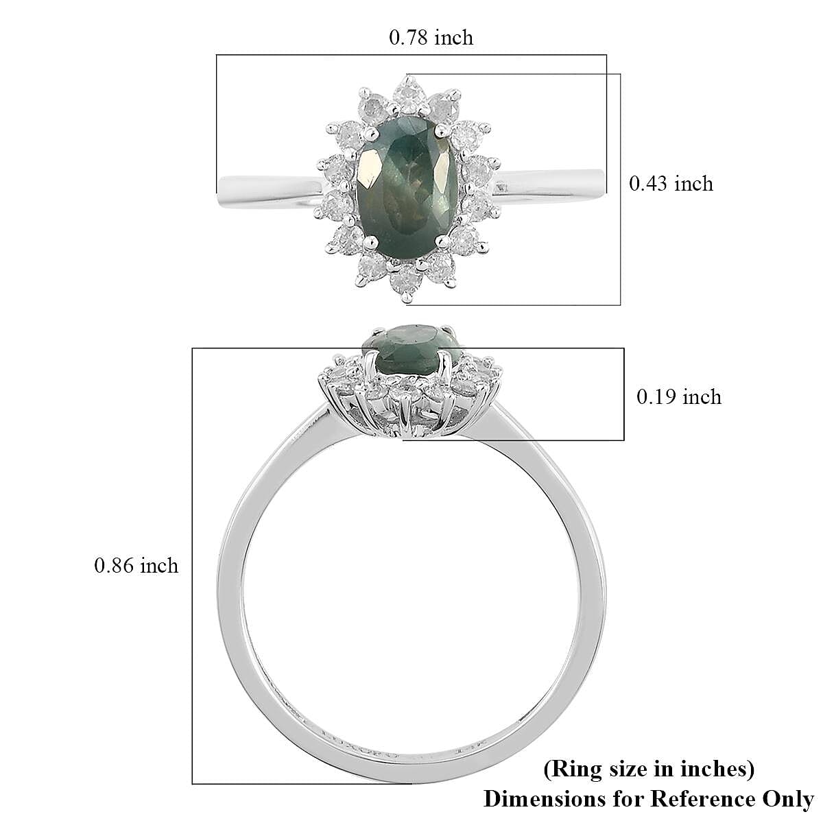 Luxoro 14K White Gold AAA Narsipatnam Alexandrite and G-H I3 Diamond Sunburst Ring (Size 7.0) 1.05 ctw