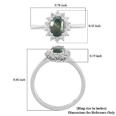 Luxoro 14K White Gold AAA Narsipatnam Alexandrite and G-H I3 Diamond Sunburst Ring (Size 7.0) 1.05 ctw