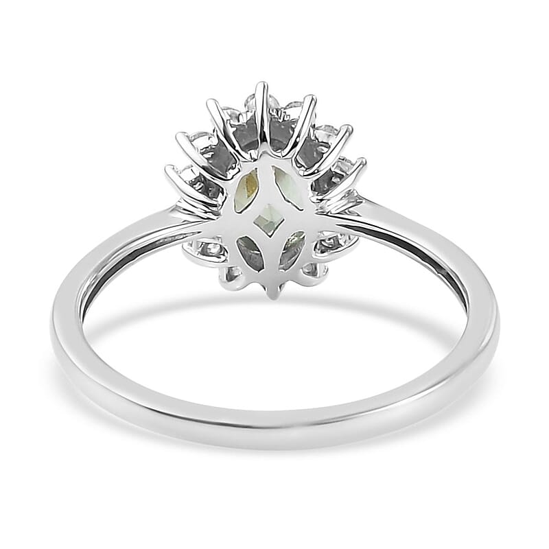 Luxoro AAA Narsipatnam Alexandrite and G-H I3 Diamond 1.05 ctw Sunburst Ring in 14K White Gold (Size 8.0)