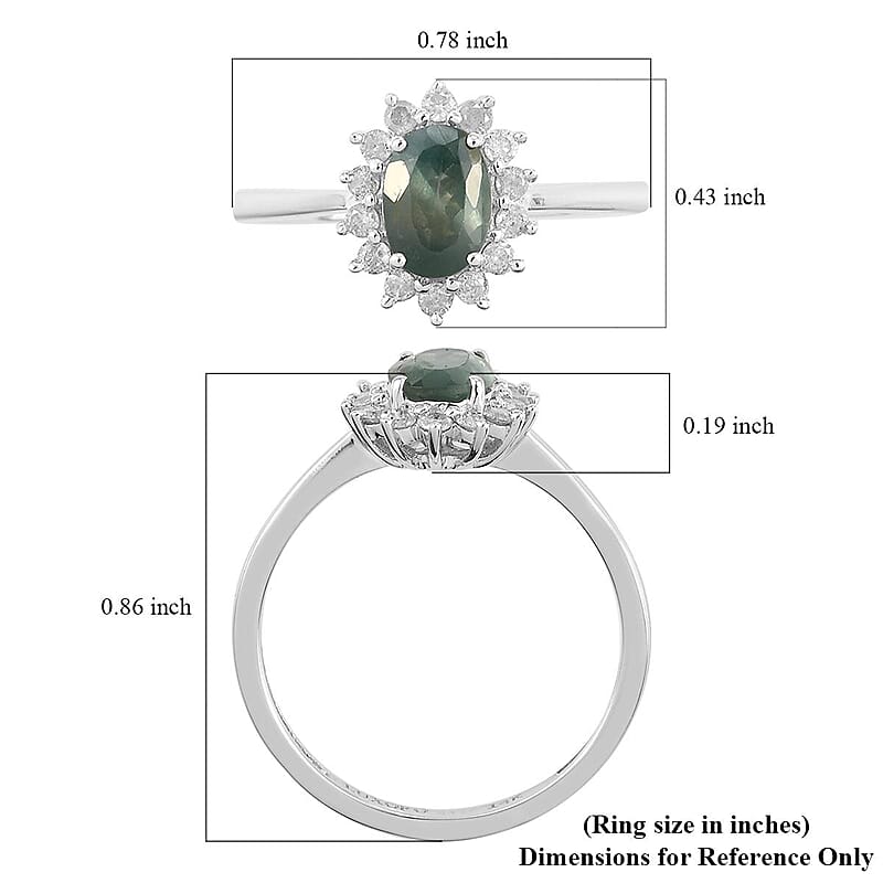 Luxoro AAA Narsipatnam Alexandrite and G-H I3 Diamond 1.05 ctw Sunburst Ring in 14K White Gold (Size 8.0)
