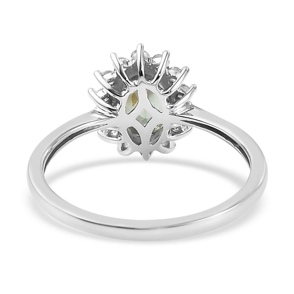 Luxoro 14K White Gold AAA Narsipatnam Alexandrite and G-H I3 Diamond Sunburst Ring (Size 9.0) 1.05 ctw image number 4