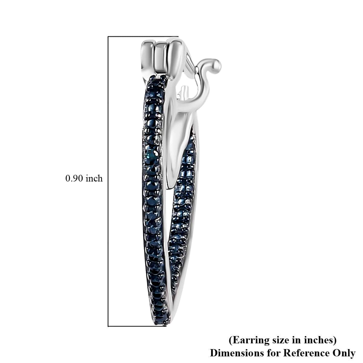 Blue Diamond Accent Heart Hoop Earrings in Blue Rhodium & Platinum Over Sterling Silver image number 4