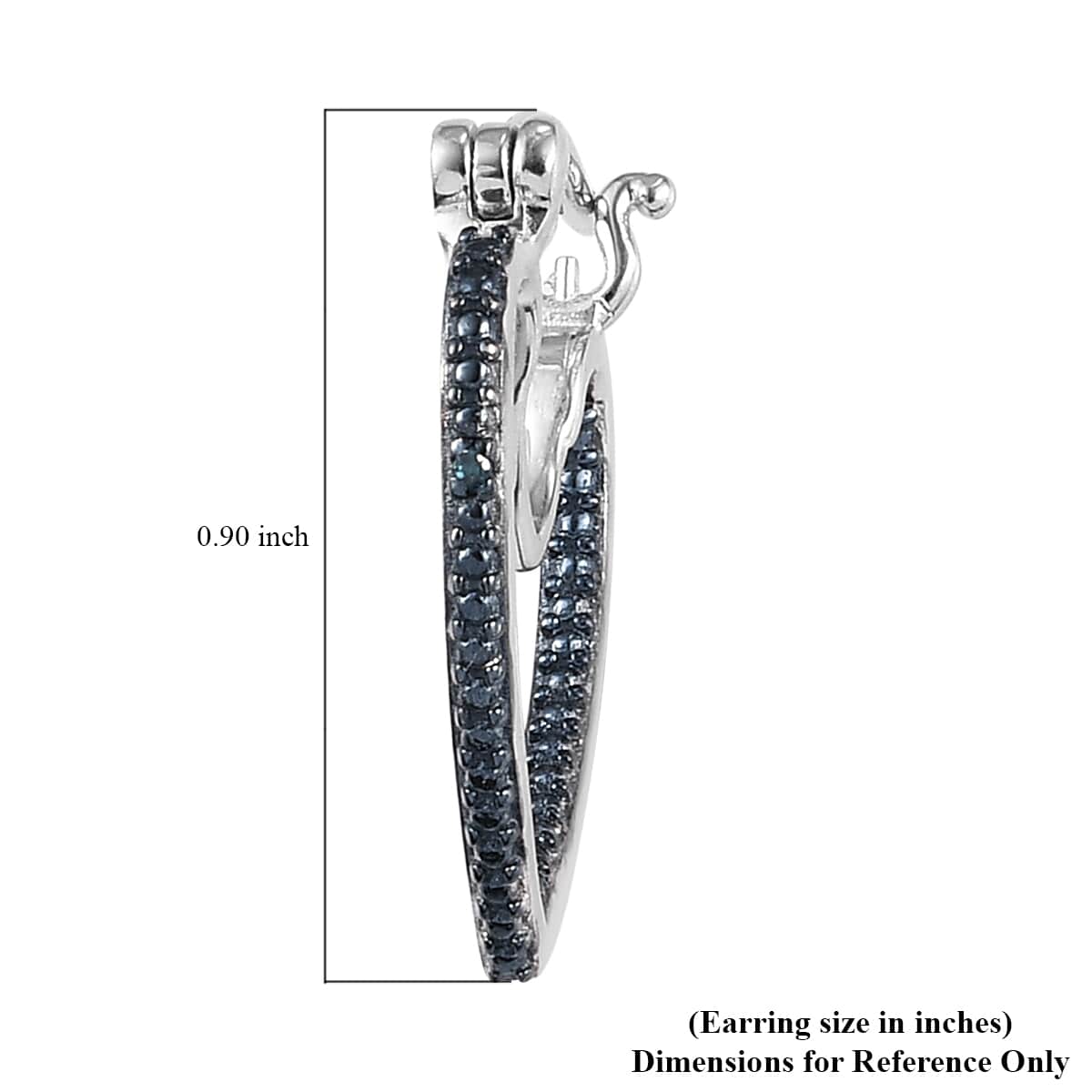 Blue Diamond Accent Heart Hoop Earrings in Blue Rhodium & Platinum Over Sterling Silver image number 5