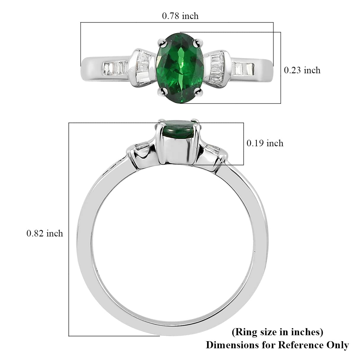 RHAPSODY 950 Platinum AAAA Natural Tsavorite Garnet and E-F VS1 Diamond Ring (Size 8.0) 5 Grams 1.00 ctw image number 5