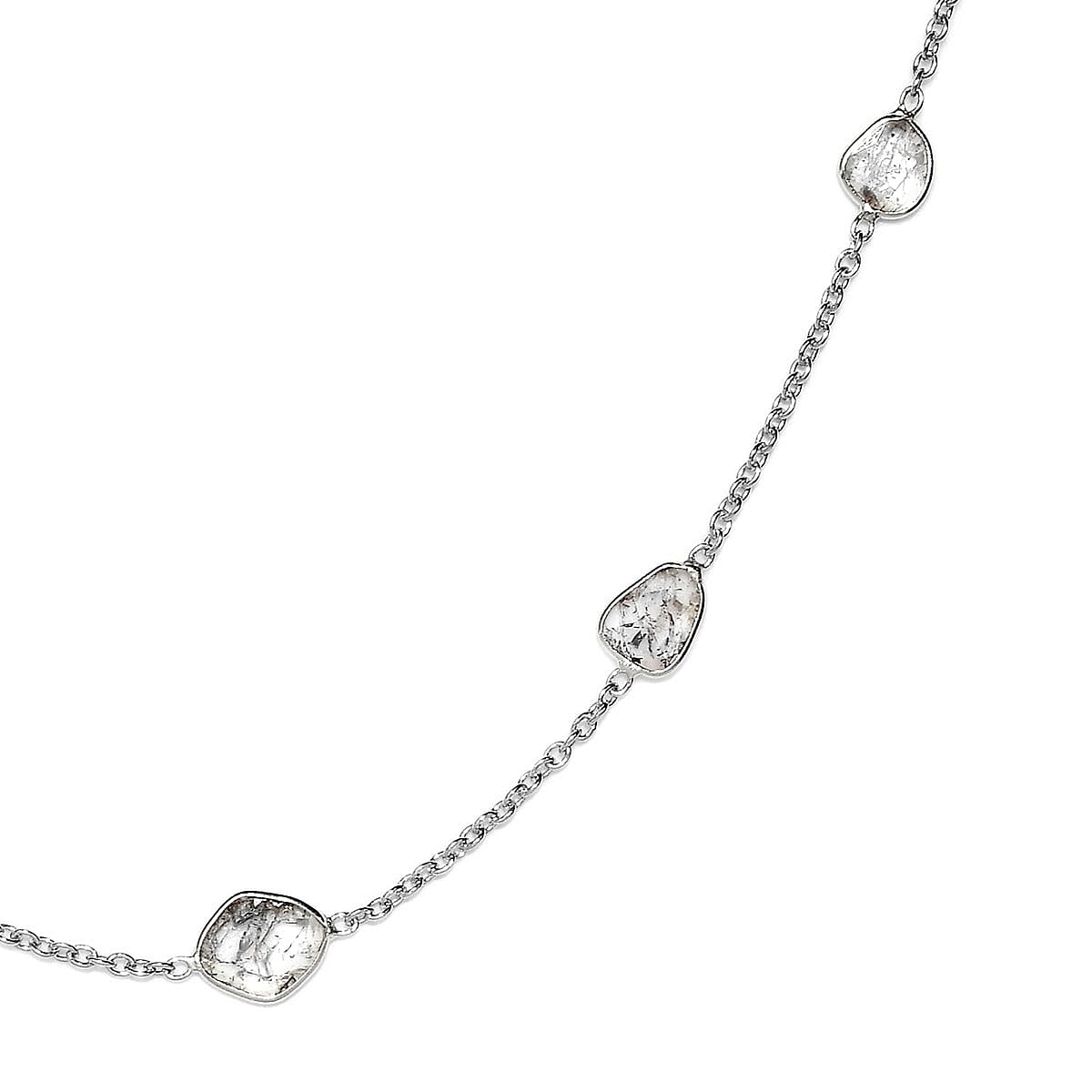Artisan Crafted Polki Diamond Necklace 18 Inches in Platinum Over Sterling Silver 3.85 ctw image number 2