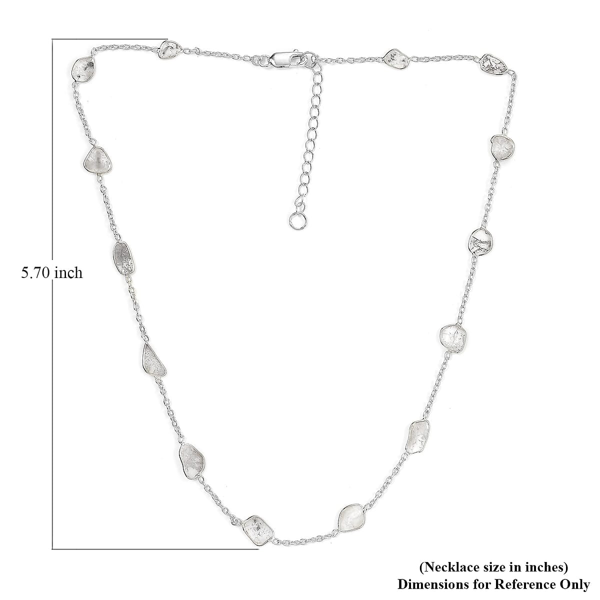 Artisan Crafted Polki Diamond Necklace 18 Inches in Platinum Over Sterling Silver 3.85 ctw image number 4