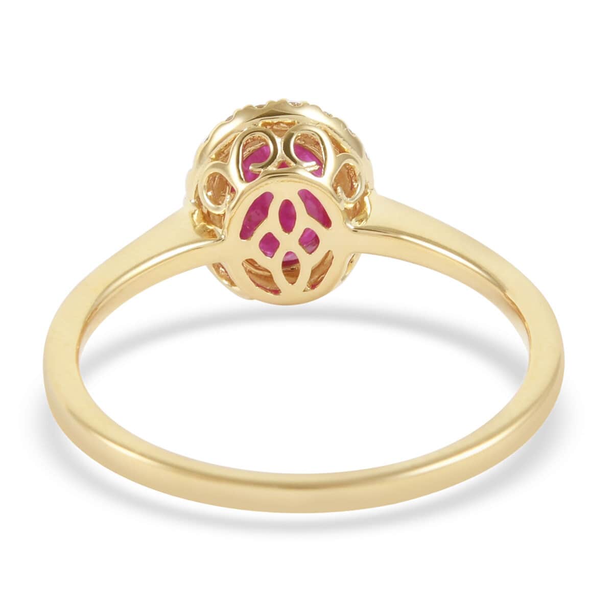 ILIANA 18K Yellow Gold AAA Ruby and Diamond G-H SI Halo Ring 3.34 Grams 1.50 ctw image number 3