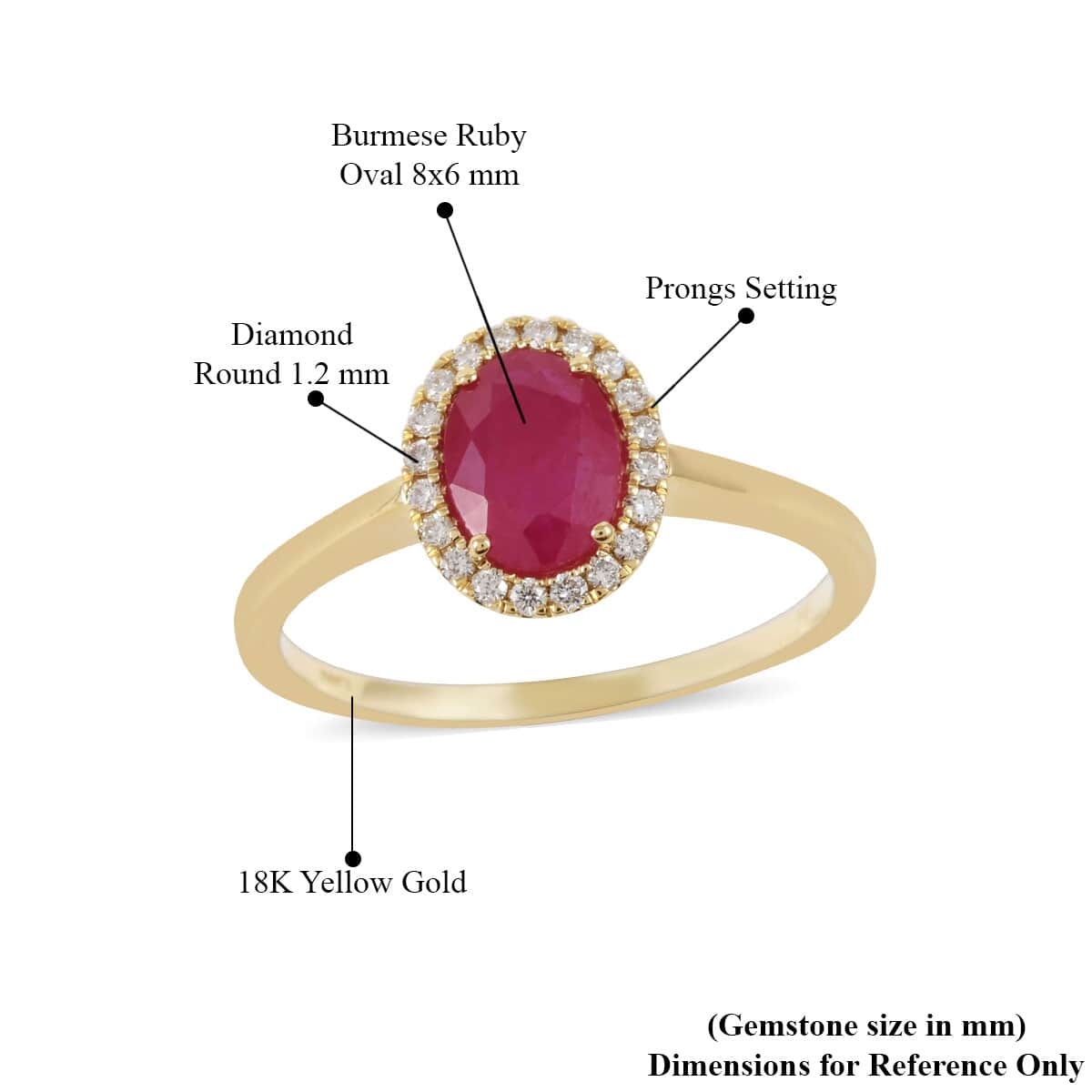 Iliana 18K Yellow Gold AAA Ruby and G-H SI Diamond Halo Ring (Size 10.0) 3.34 Grams 1.50 ctw image number 4