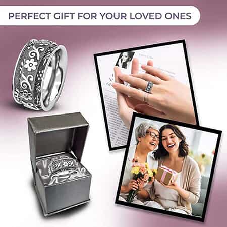 Sterling Silver Floral Spinner Ring, Anxiety Ring for Women, Fidget Rings for Anxiety for Women, Stress Relieving Anxiety Ring (Size 5.0) (6.50 g) image number 5
