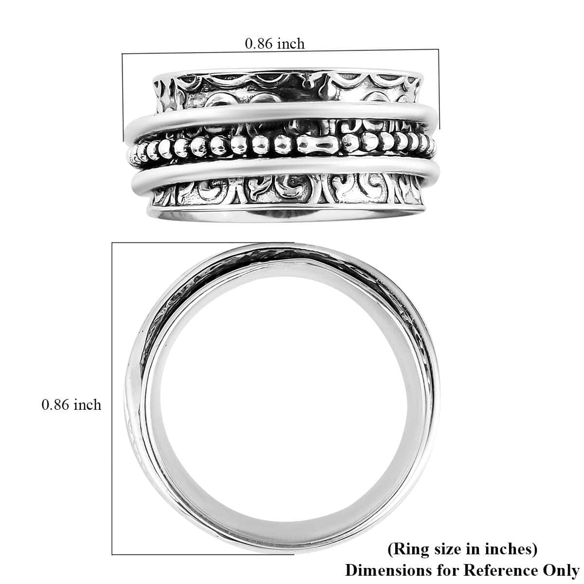 Sterling Silver Spinner Ring, Promise Rings For Women, Filigree Ring, Band Rings For Gifts (Size 10.0) image number 7