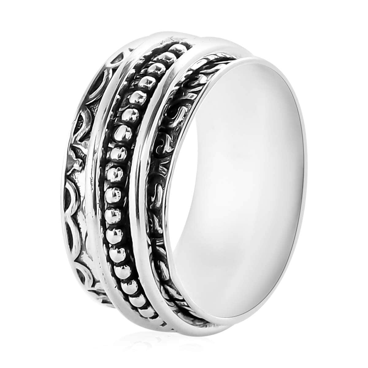 Sterling Silver Filigree Spinner Band Ring, Promise Rings (Size 11.0) 3.90 Grams image number 5