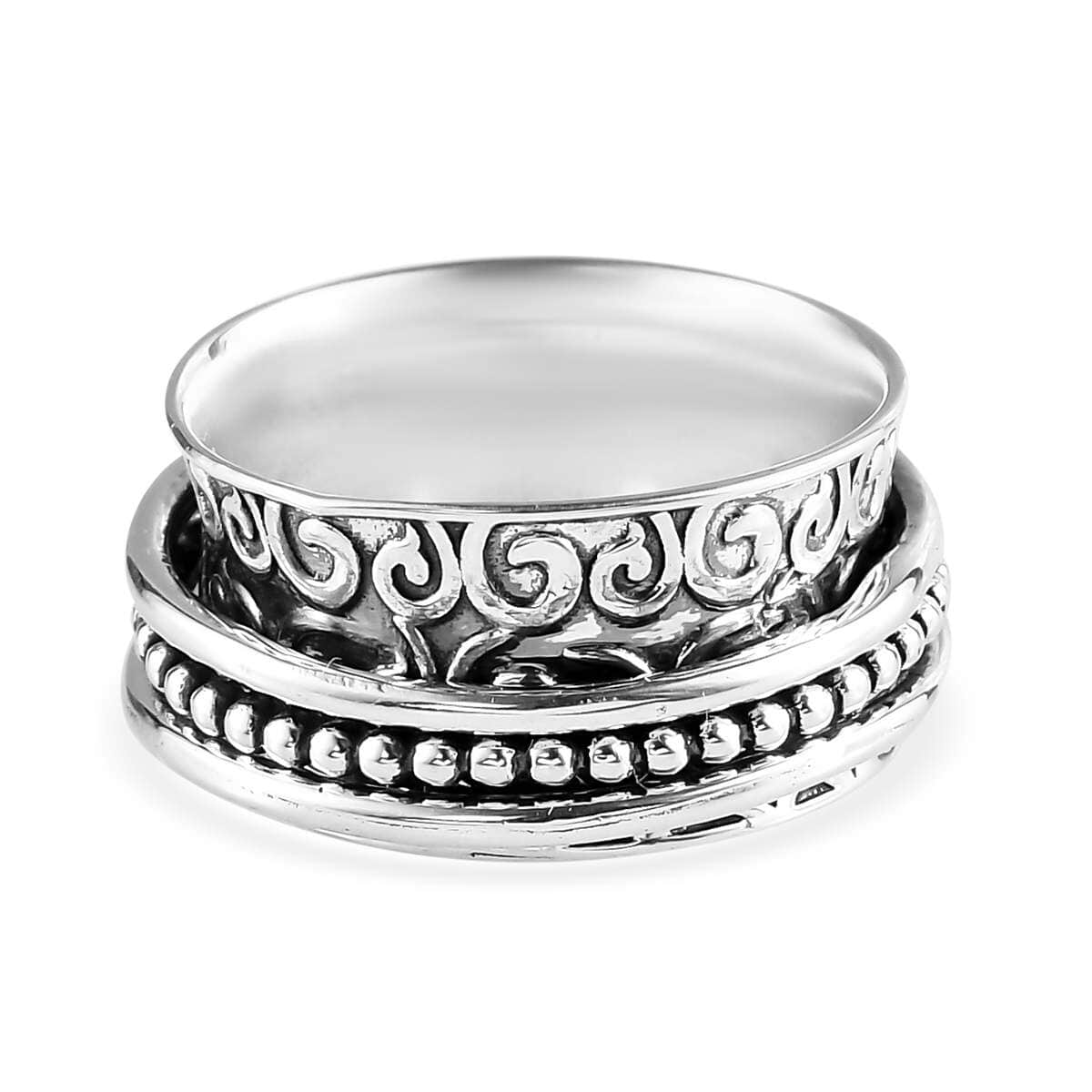 Spinner Ring For Women in Sterling Silver, Fidget Band Ring, Fidget Rings For Anxiety, Promise Rings For Women, Filigree Silver Band Ring (Size 11.0) 3.90 Grams image number 6