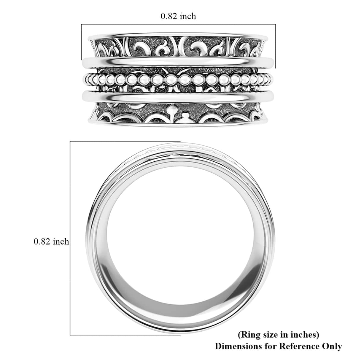 Sterling Silver Filigree Spinner Band Ring, Promise Rings (Size 11.0) 3.90 Grams image number 8
