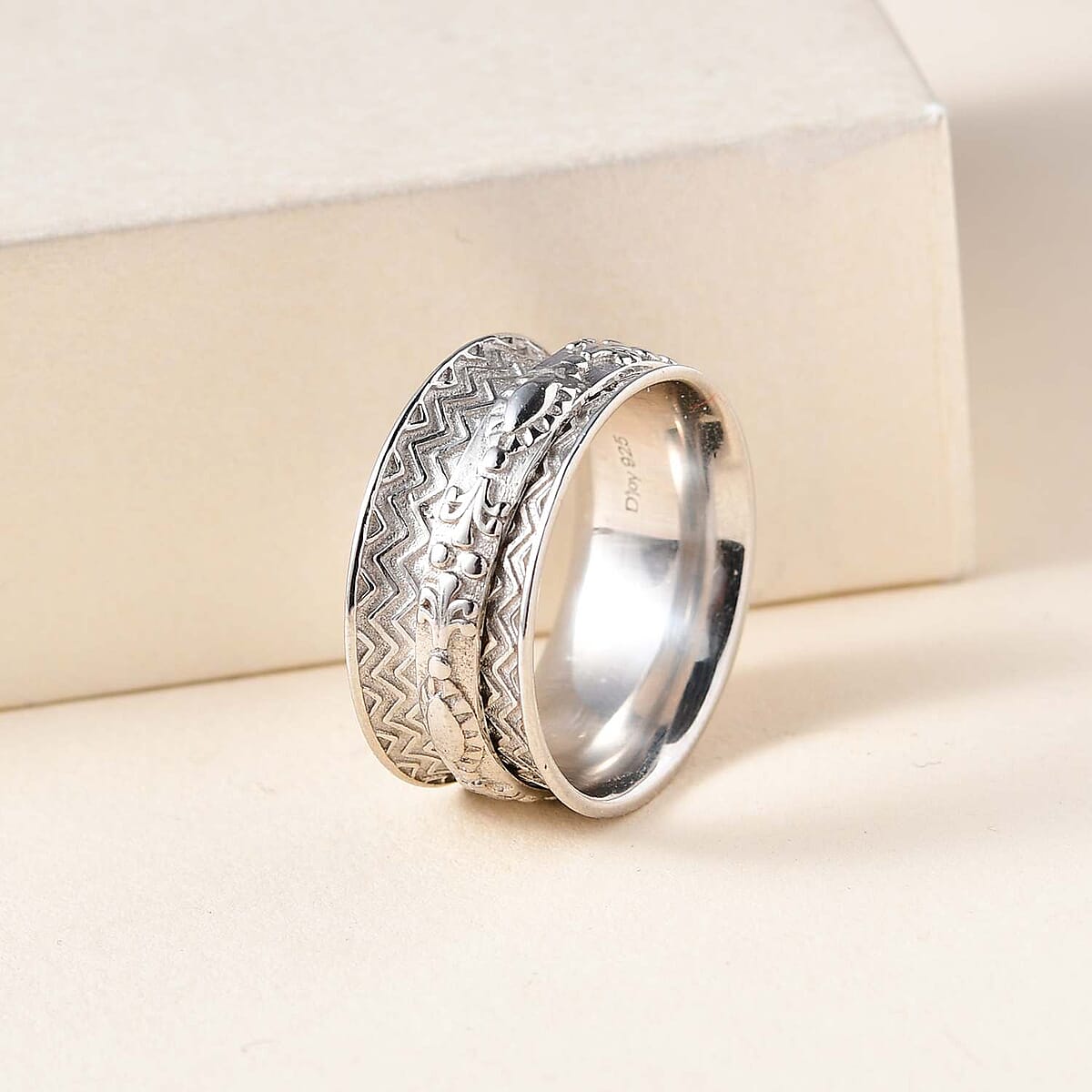 Sterling Silver Filigree Spinner Band Ring, Promise Rings (Size 7.0) 3.90 Grams image number 4