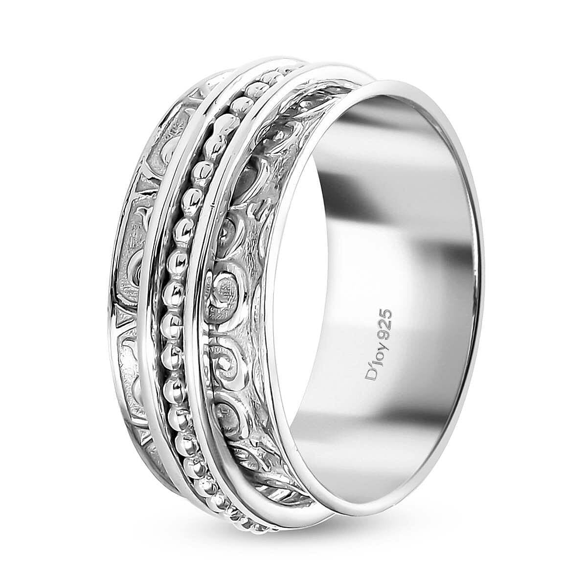 Sterling Silver Filigree Spinner Band Ring, Promise Rings (Size 7.0) 3.90 Grams image number 5