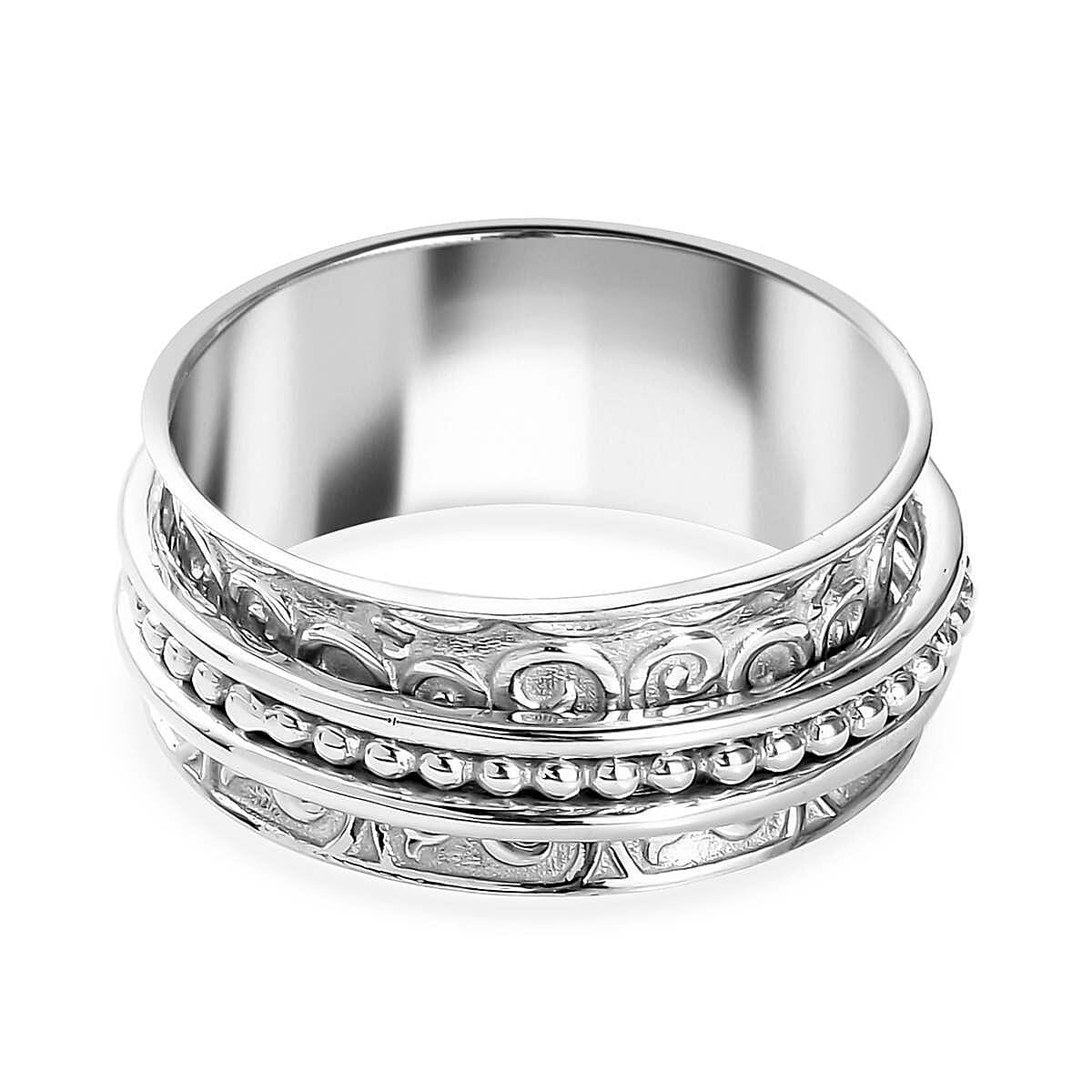 Sterling Silver Filigree Spinner Band Ring, Promise Rings (Size 7.0) 3.90 Grams image number 6