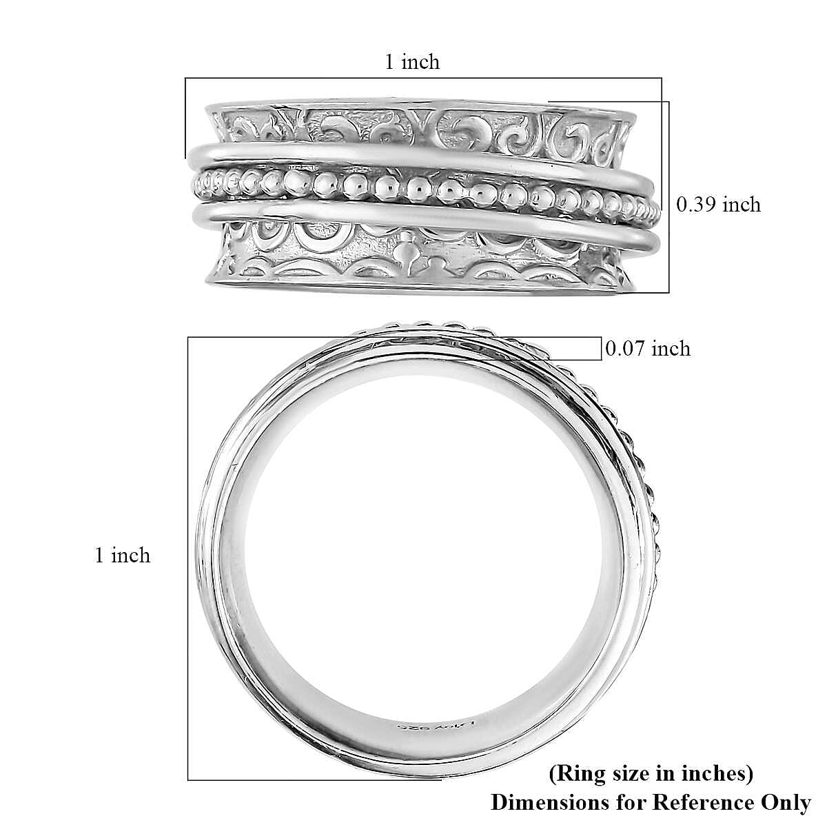 Sterling Silver Filigree Spinner Band Ring, Promise Rings (Size 7.0) 3.90 Grams image number 7