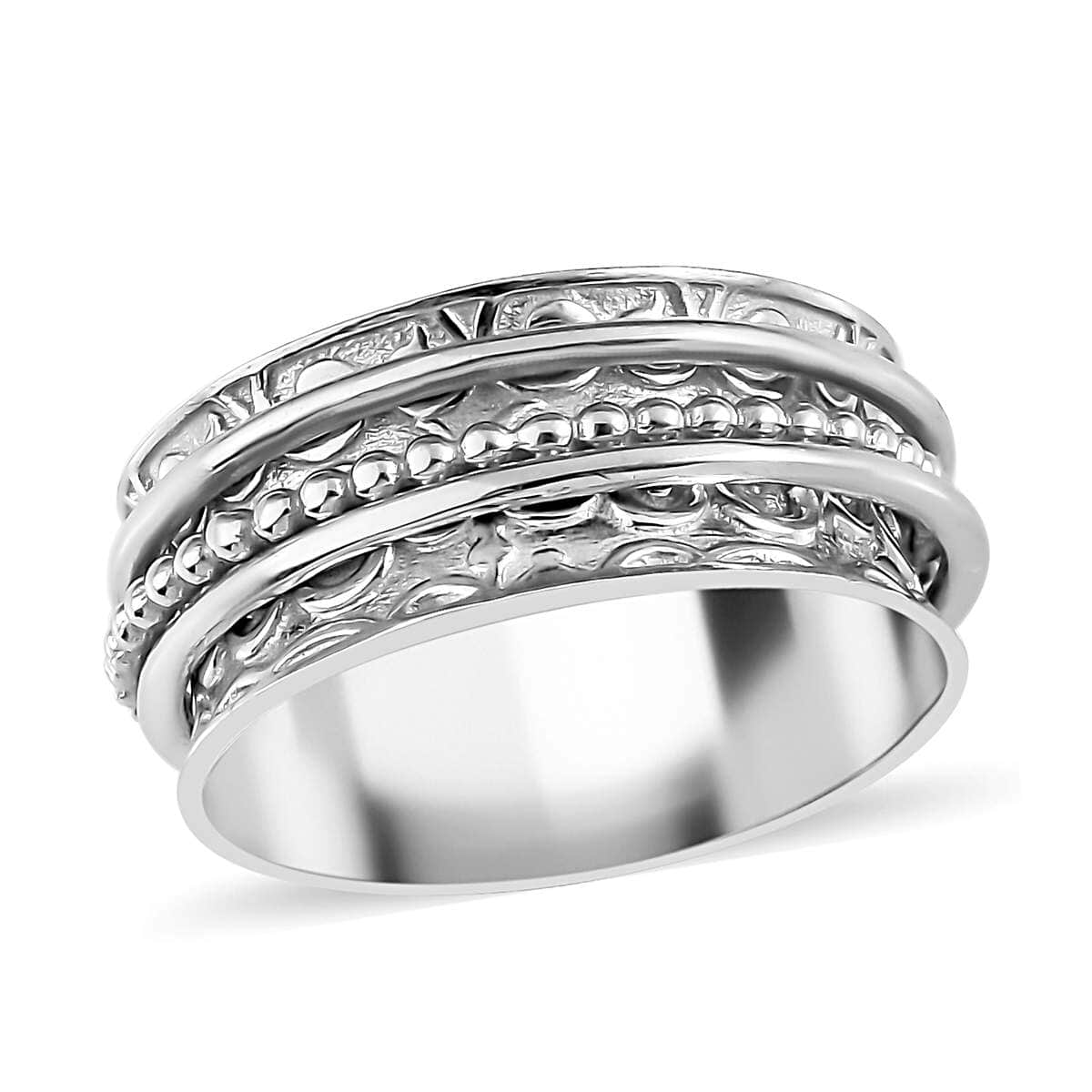 Filigree Spinner Band Ring in Sterling Silver, Promise Rings (Size 9.0) 3.90 Grams image number 0