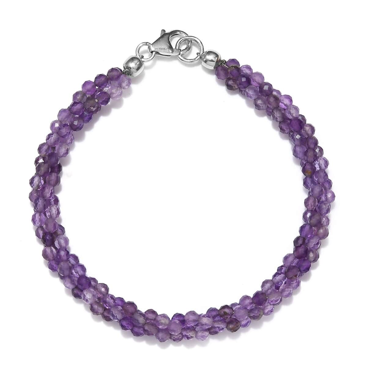 Ankur Treasure Chest Amethyst Twisted Beaded Bracelet in Sterling Silver (7.25 In) 35.25 ctw image number 0