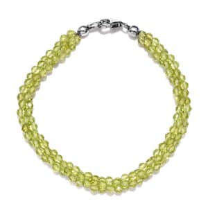 Ankur Treasure Chest Peridot Twisted Beaded Bracelet in Sterling Silver (7.25 In) 37.25 ctw
