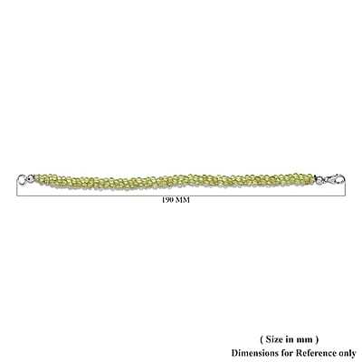 Peridot 37.25 ctw Twisted Beaded Bracelet in Sterling Silver (7.25 In)
