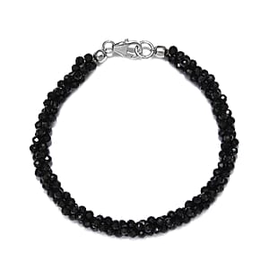 Ankur Treasure Chest Thai Black Spinel Twisted Beaded Bracelet in Sterling Silver (7.25 In) 45.00 ctw