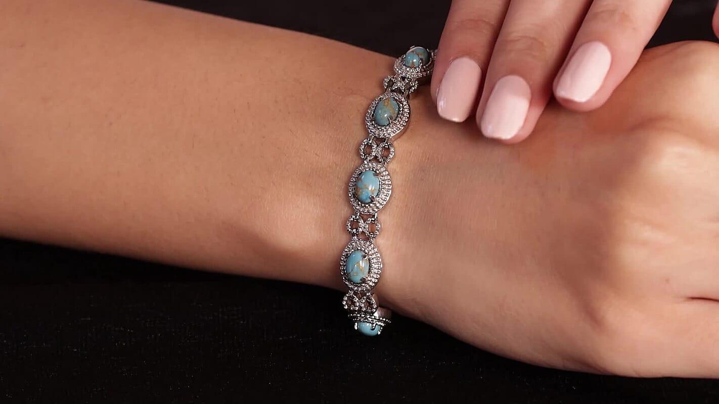 5.65 ctw Mojave Blue Turquoise Bolo Bracelet in Stainless Steel