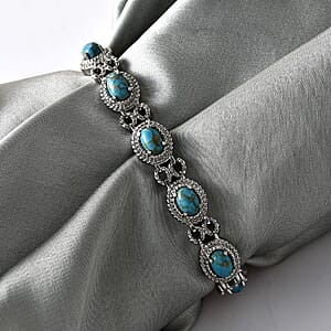 Mojave Blue Turquoise 6.60 ctw Bolo Bracelet in Stainless Steel