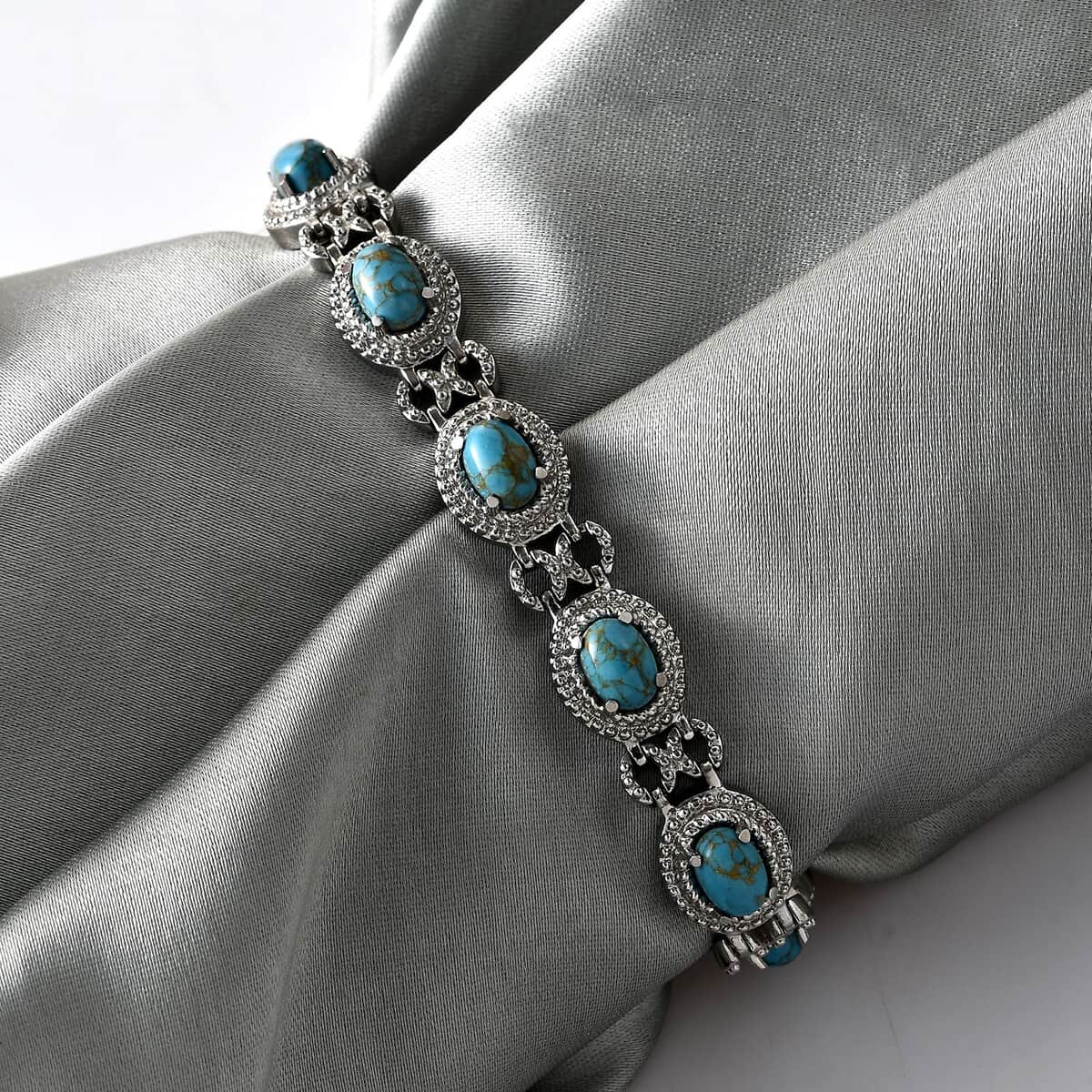 Mojave Blue Turquoise Bolo Bracelet in Stainless Steel 7.10 ctw image number 1