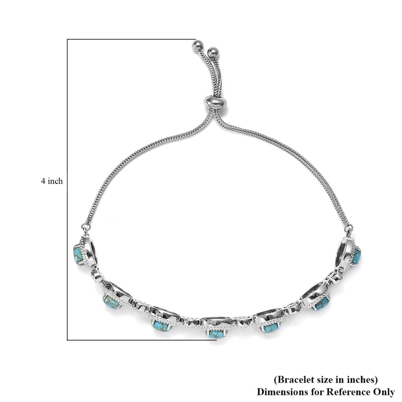 Mojave Blue Turquoise 6.60 ctw Bolo Bracelet in Stainless Steel