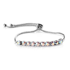 Karis Aurora Borealis Crystal Bolo Bracelet in Platinum Bond and Stainless Steel
