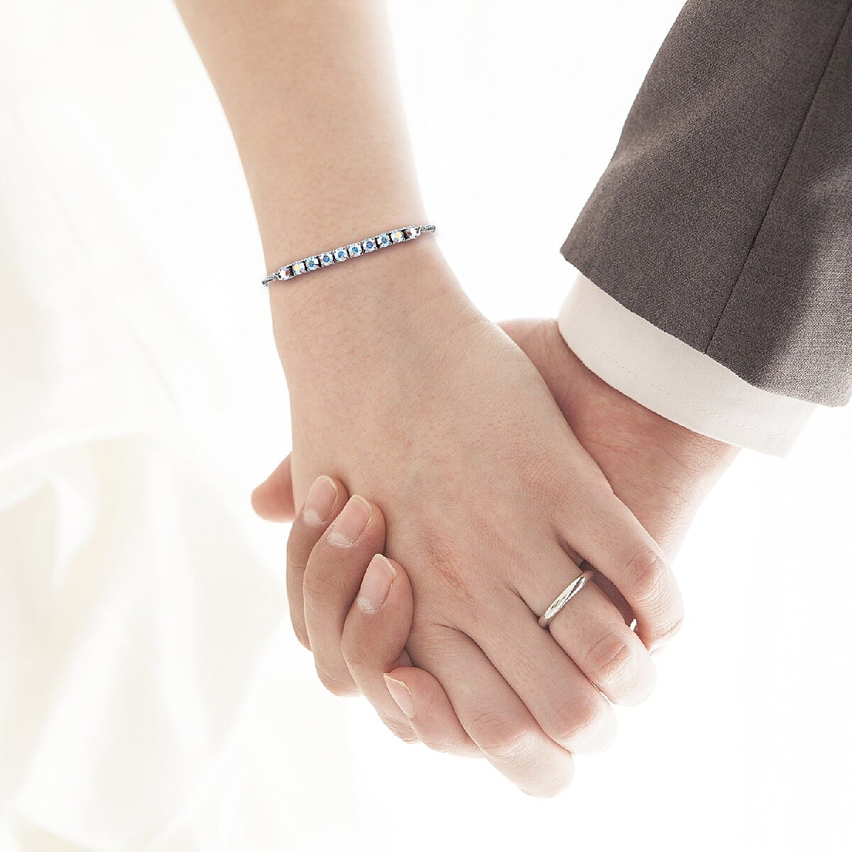 Karis Aurora Borealis Crystal Bolo Bracelet in Platinum Bond and Stainless Steel image number 2