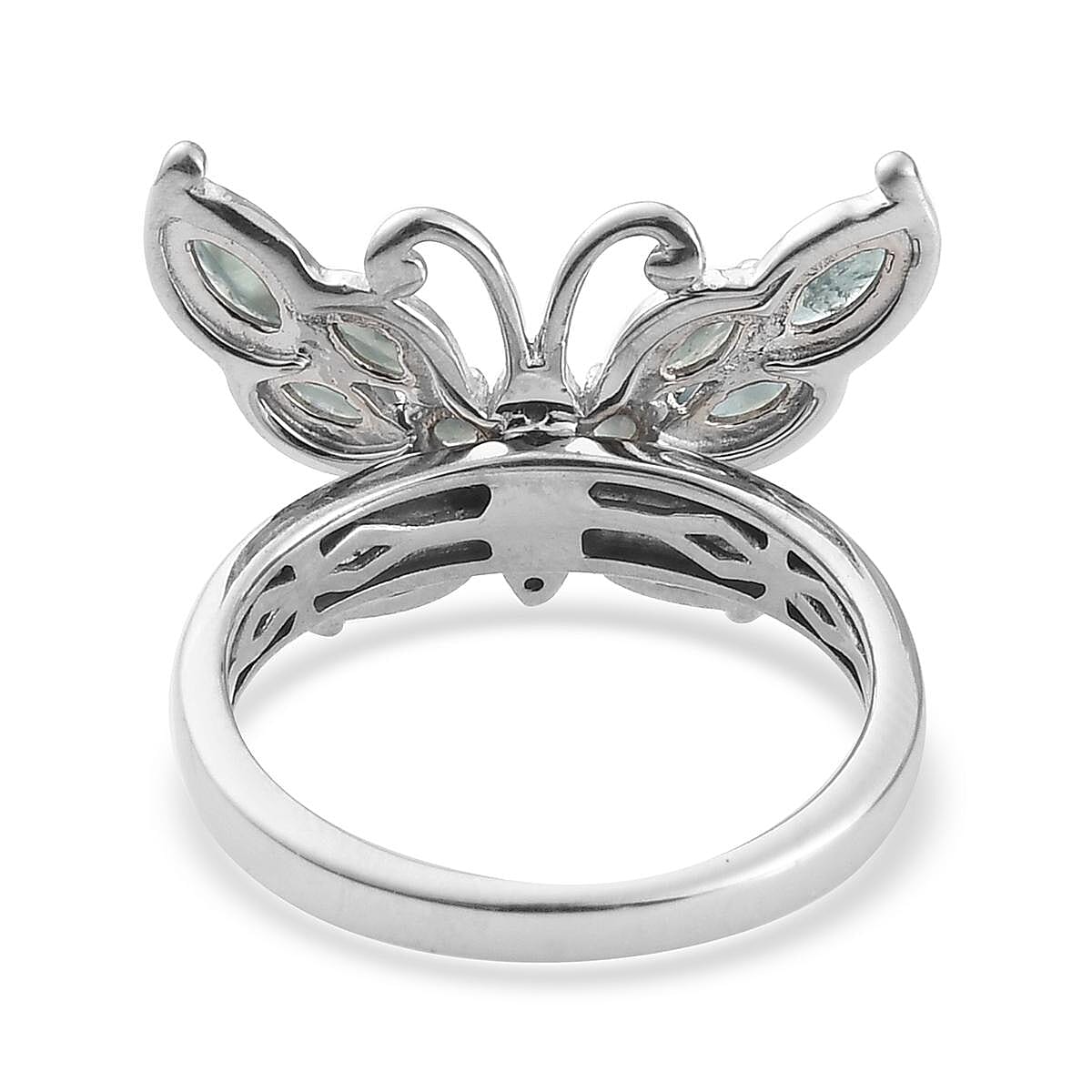 Narsipatnam Alexandrite and Natural White Zircon Butterfly Ring in Platinum Over Sterling Silver (Size 10.0) 1.10 ctw