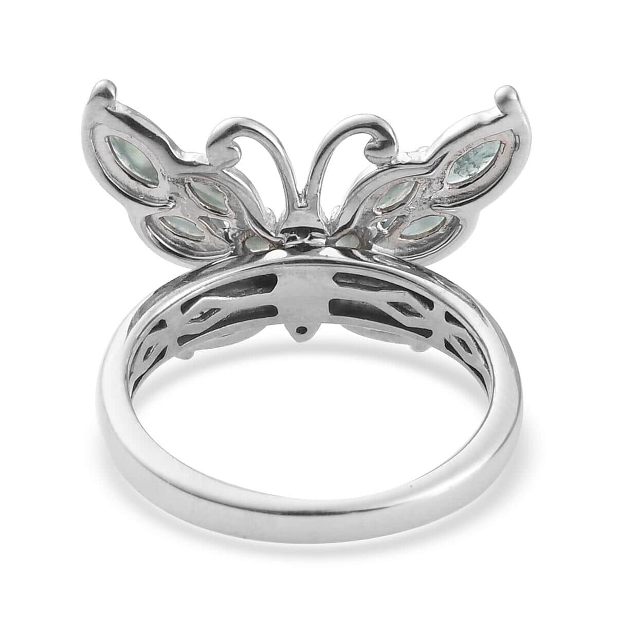 Narsipatnam Alexandrite and Natural White Zircon Butterfly Ring in Platinum Over Sterling Silver 1.10 ctw image number 4
