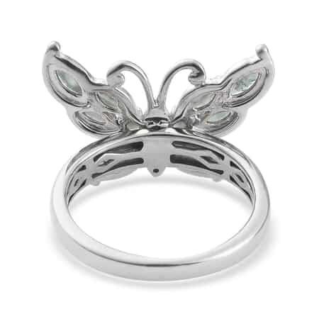 Narsipatnam Alexandrite and Natural White Zircon Butterfly Ring in Platinum Over Sterling Silver (Size 7.0) 1.10 ctw image number 4