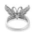 Narsipatnam Alexandrite and Natural White Zircon Butterfly Ring in Platinum Over Sterling Silver (Size 7.0) 1.10 ctw image number 4