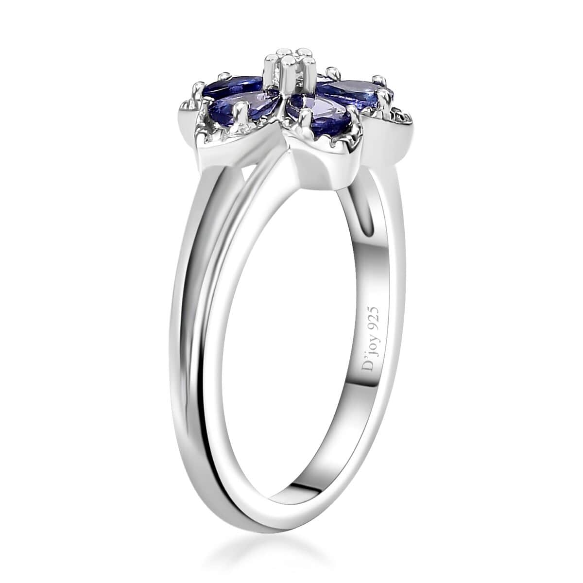 AAA Tanzanite and White Zircon Floral Ring in Platinum Over Sterling Silver (Size 10.0) 0.75 ctw image number 3